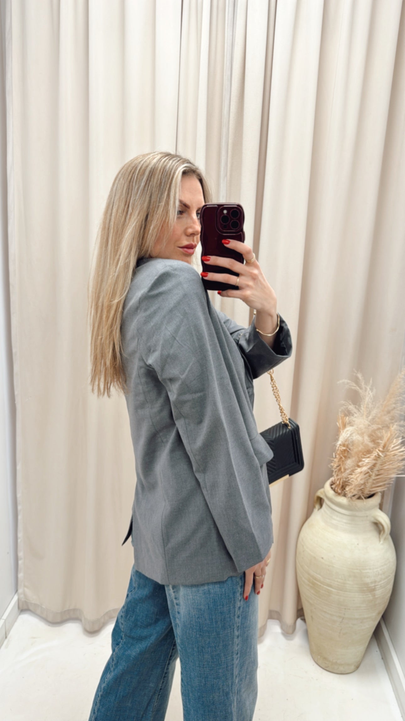 NEW STACEY BUTTON CLOSURE BLAZER (GREY)