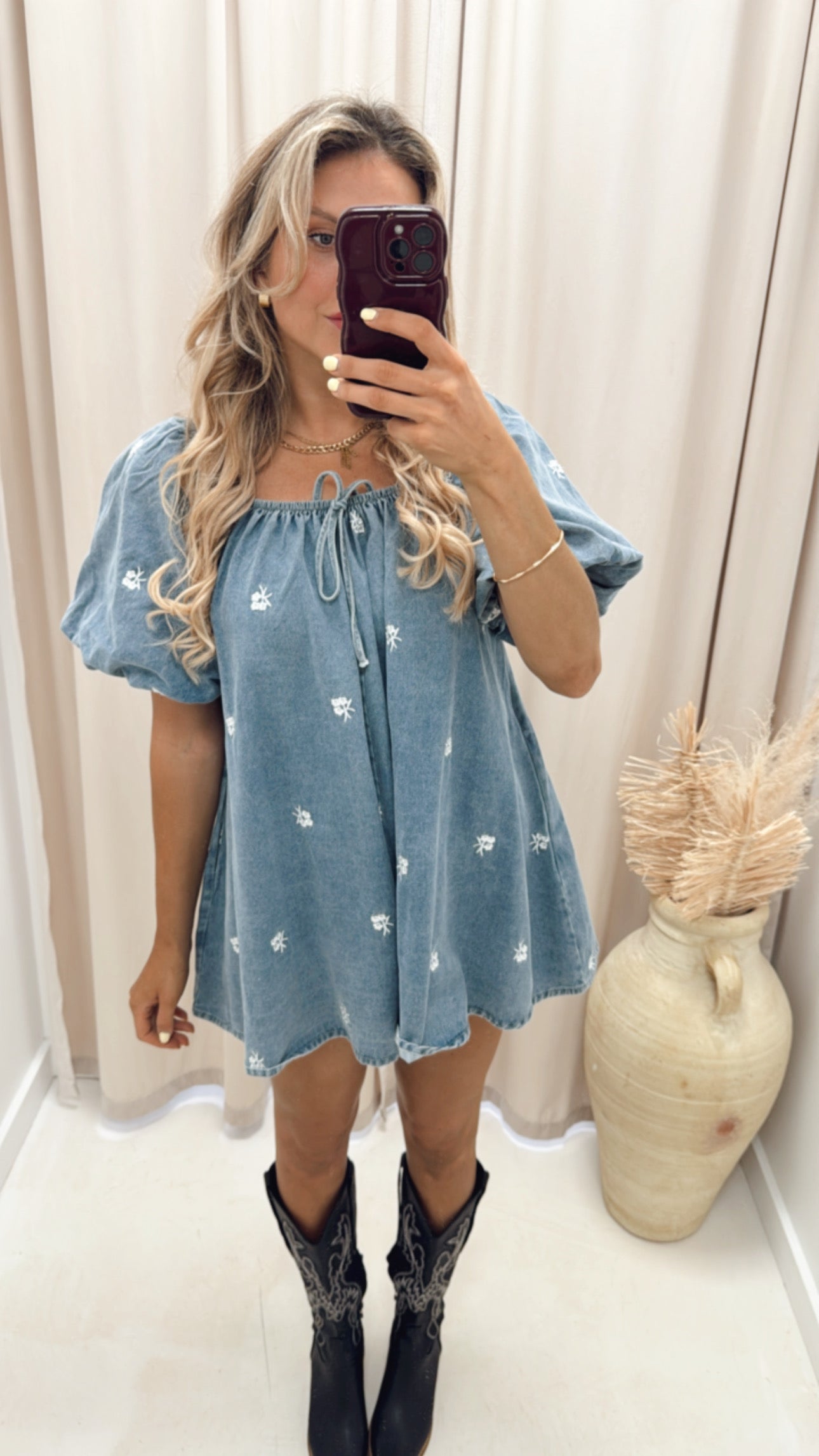 BLOSSOM DENIM ROMPER