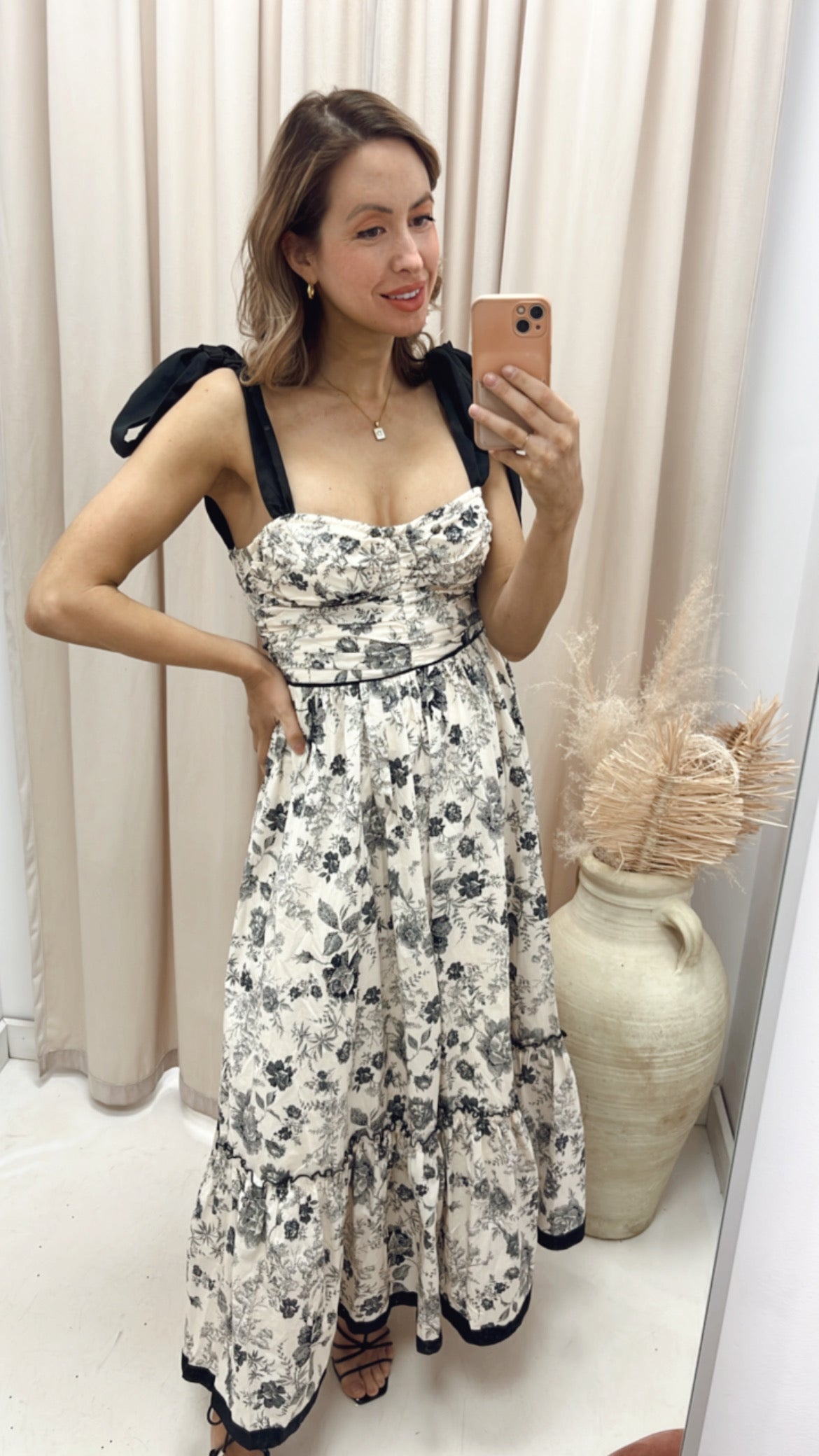 NEW DELLA FLORAL MIDI (BLACK\IVORY)