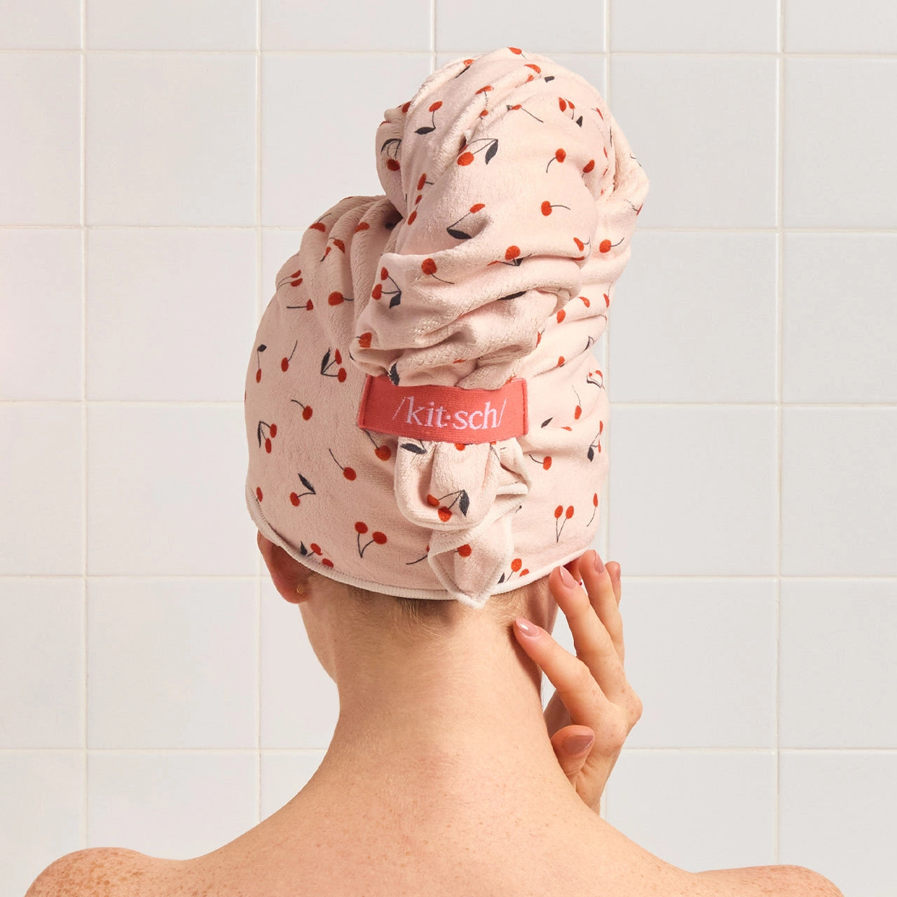 XL HAIR TOWEL WRAP (CHERRY PRINT) | KITSCH
