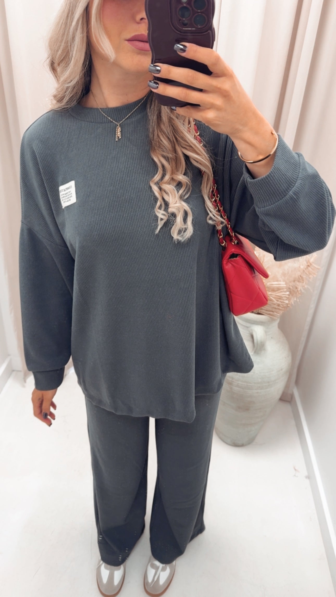 CLASSIC CORDUROY SWEATER AND TROUSER SET (CHARCOAL)