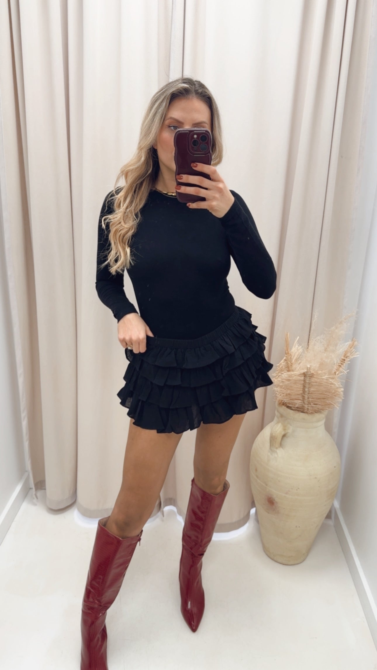 LAYERED FRILL SKORT (BLACK)