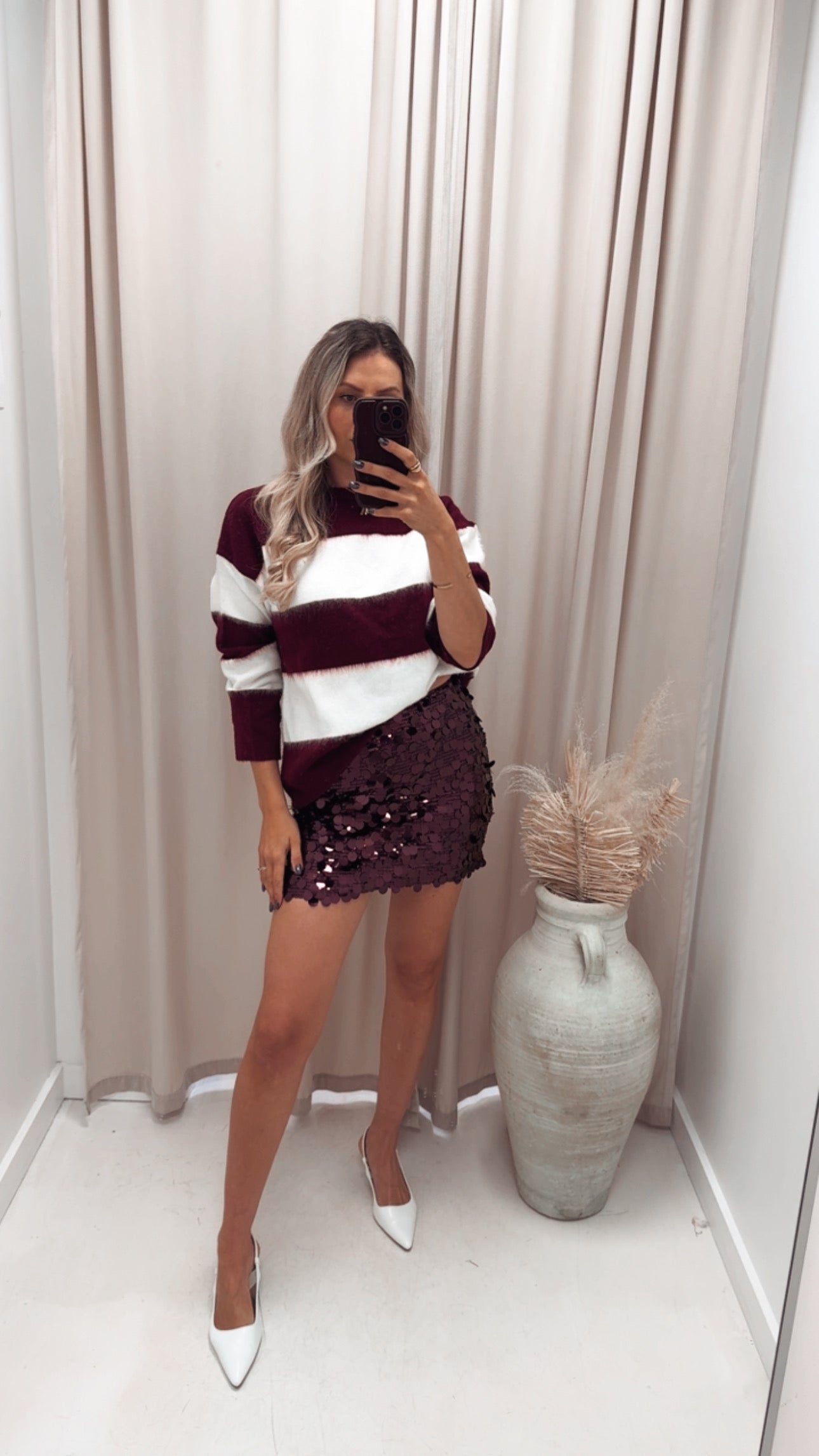 CHARLIE STRIPED SWEATER (BURGUNDY)