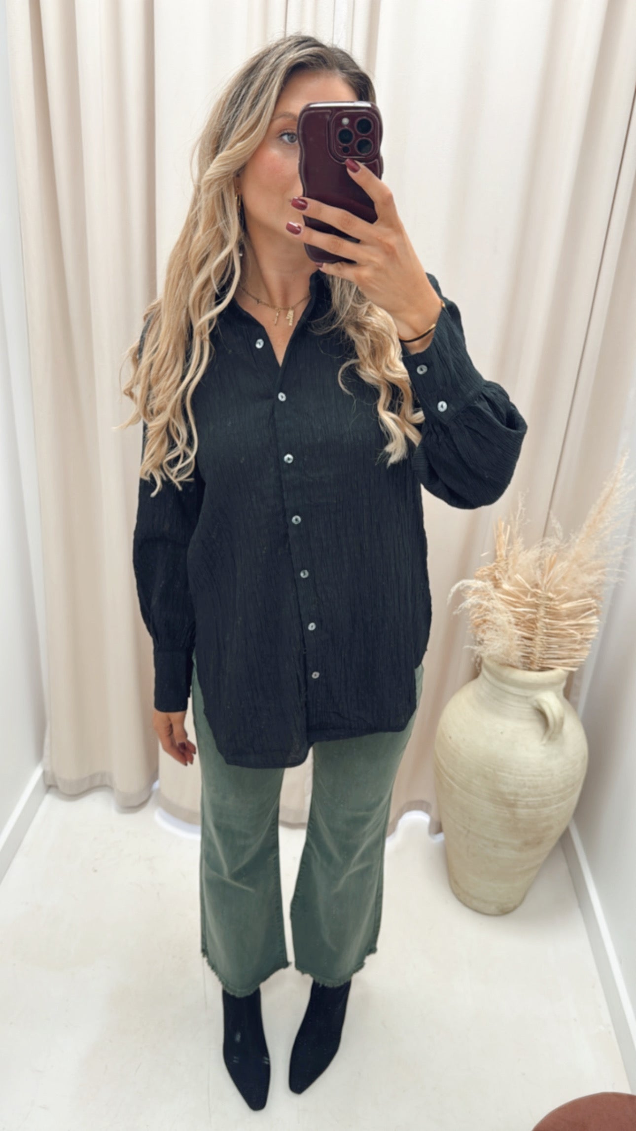 NAOMIE BUTTON UP BLOUSE (BLACK)