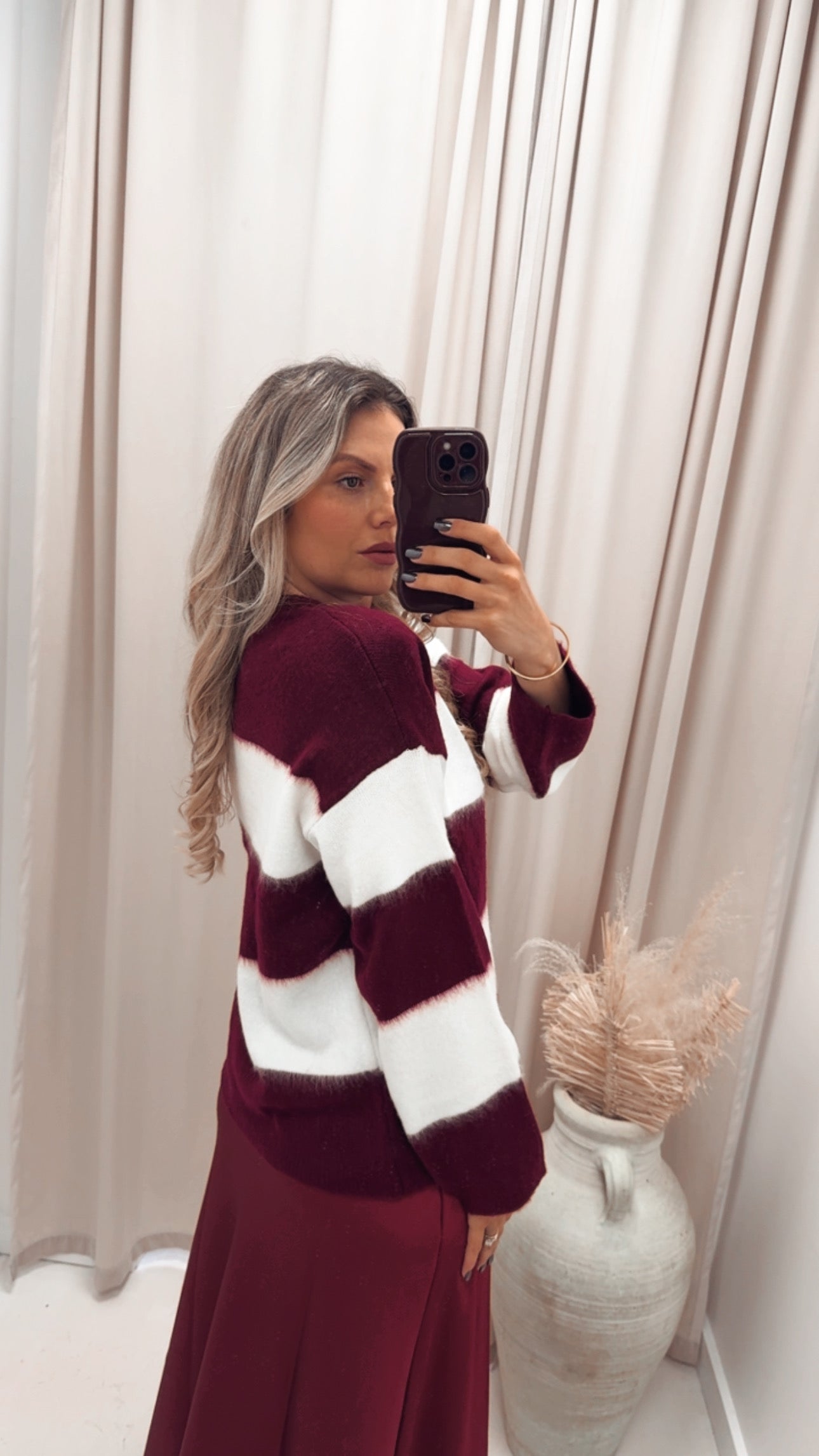 CHARLIE STRIPED SWEATER (BURGUNDY)