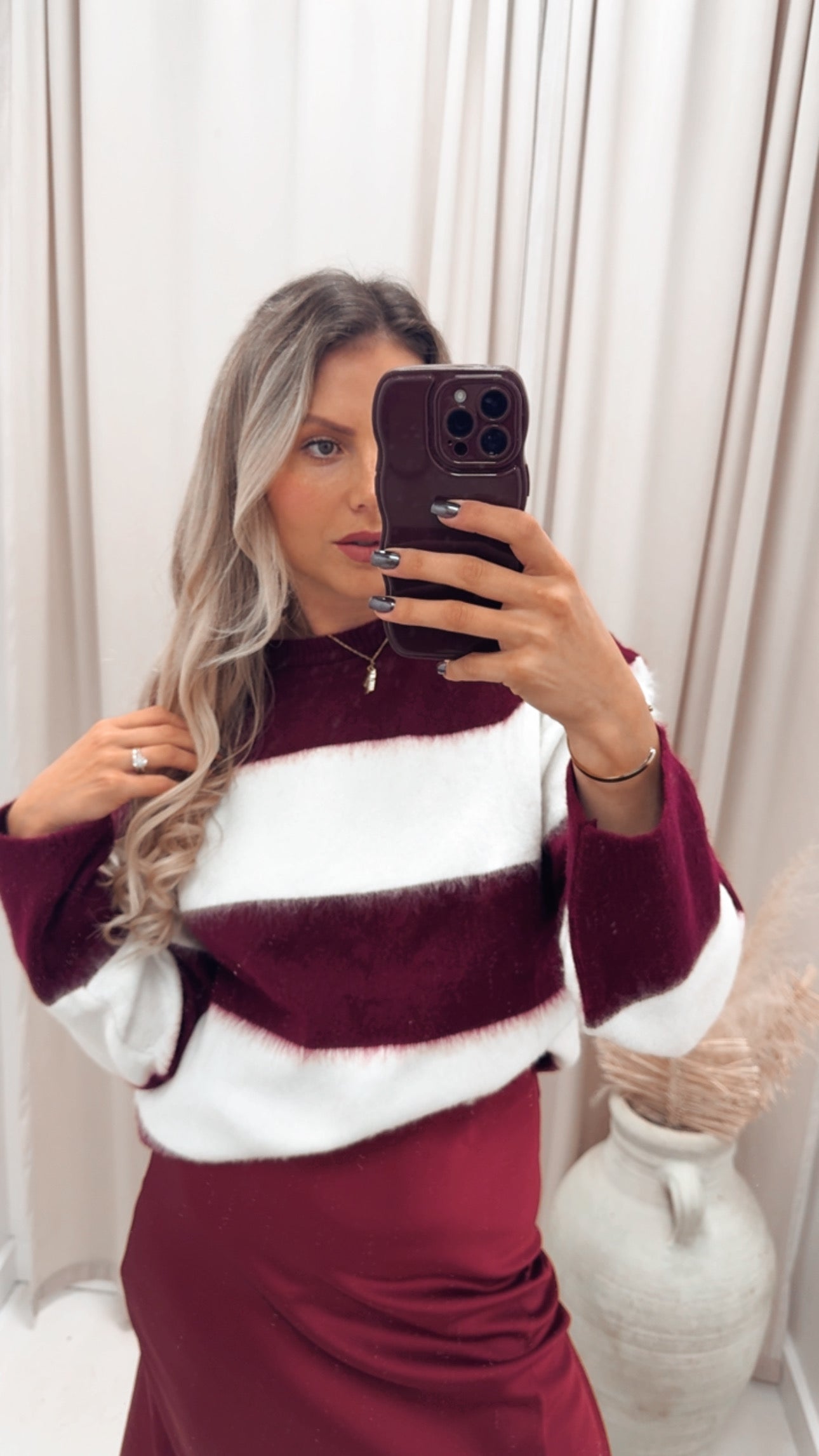 CHARLIE STRIPED SWEATER (BURGUNDY)
