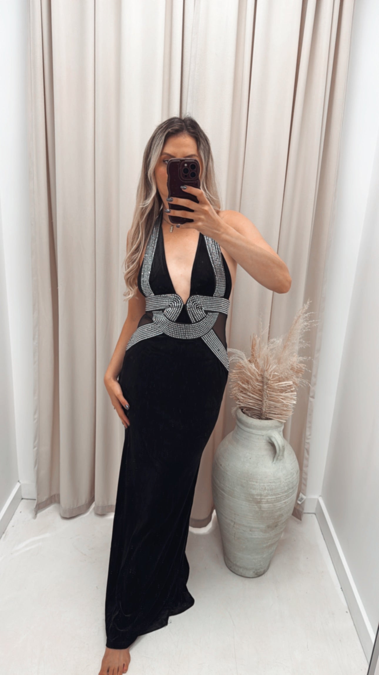 VELVET HALTER GOWN