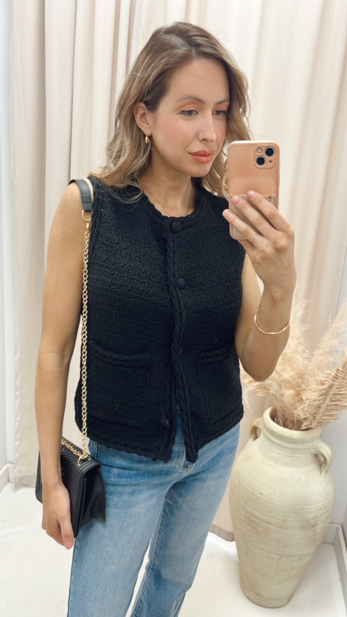 NEW STELLA TWEED VEST (BLACK)