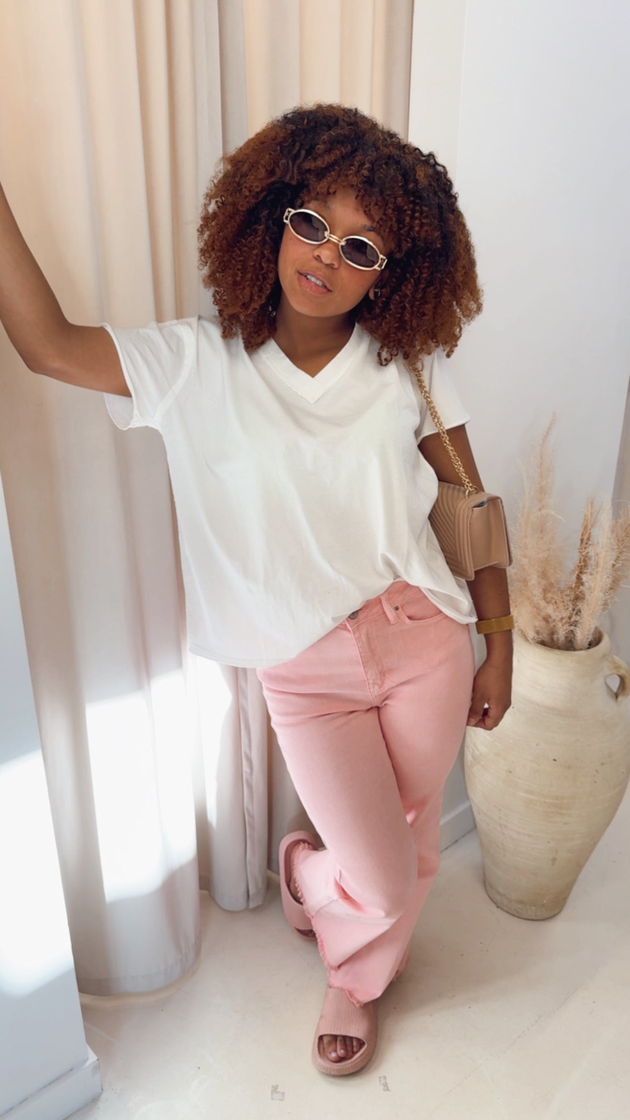 KIARA OVERSIZED RAW EDGE TEE | WHITE