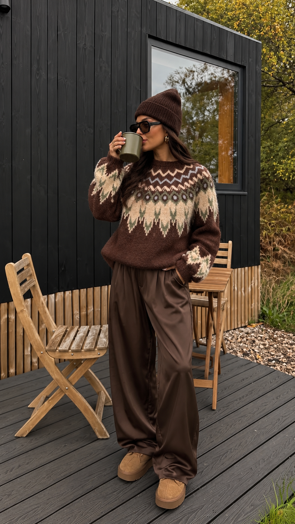 REYKJA FAIR ISLE O-NECK (BROWN) | ONLY