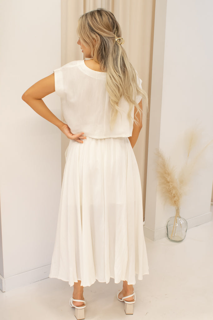 NEW MARY TWO PIECE CROP TOP AND SKIRT SET (BEIGE) | BEST SELLER