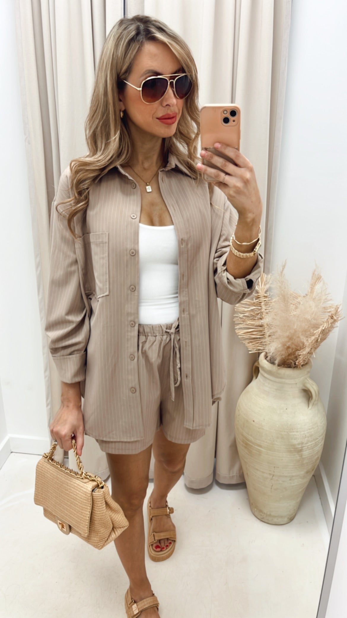 NEW QUIN TWO PIECE SHORT SET (BEIGE OR BLACK)