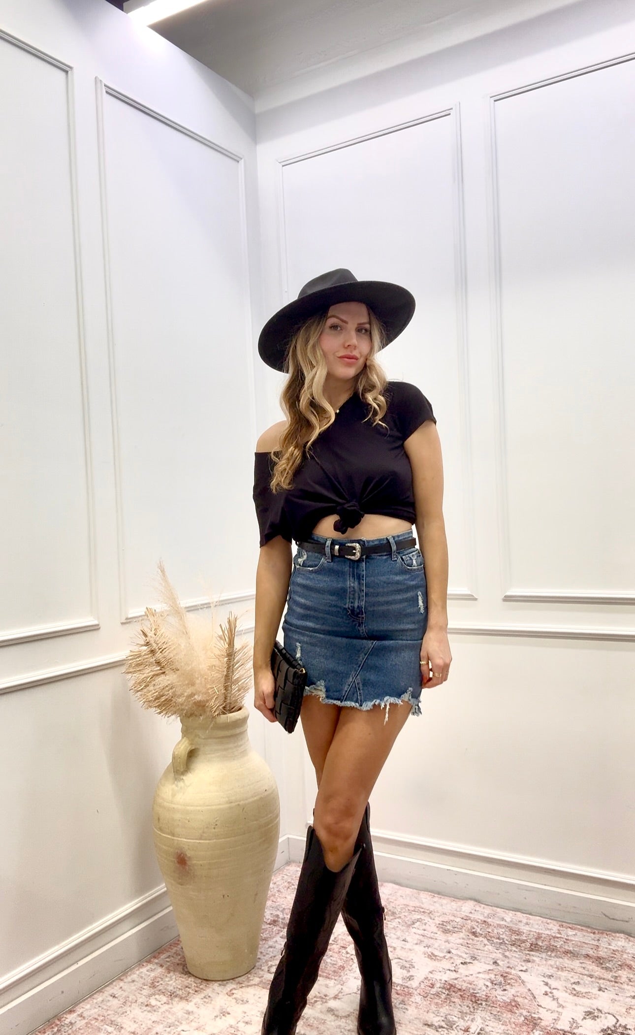 NEW DARLA HIGH RISE DENIM SKIRT