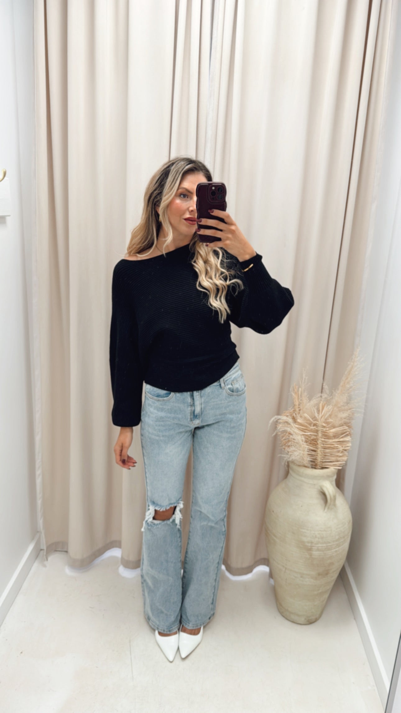 ARLA RIBBED SWEATER (BLACK)