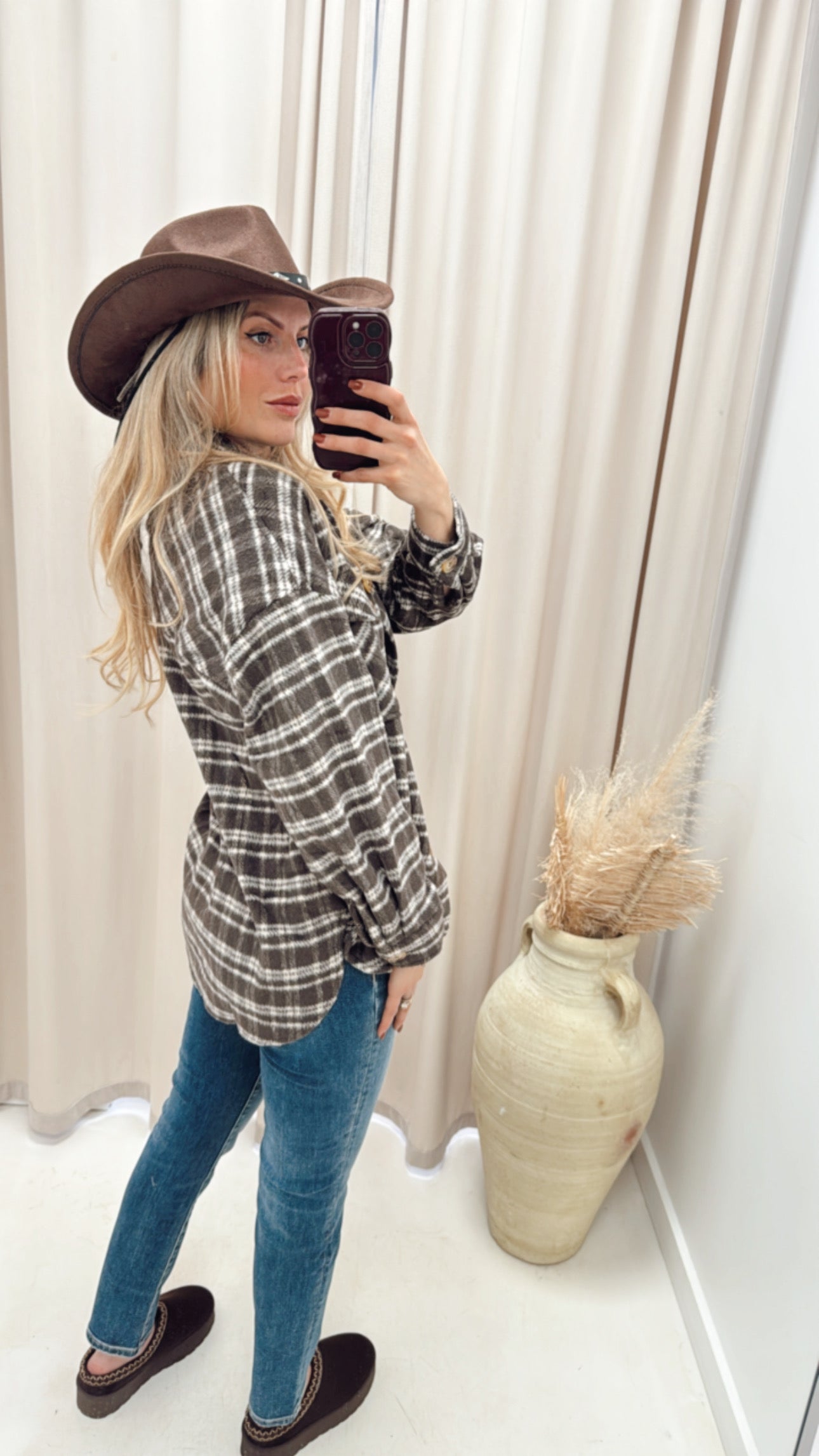 EVERYDAY PLAID SHACKET (BROWN)