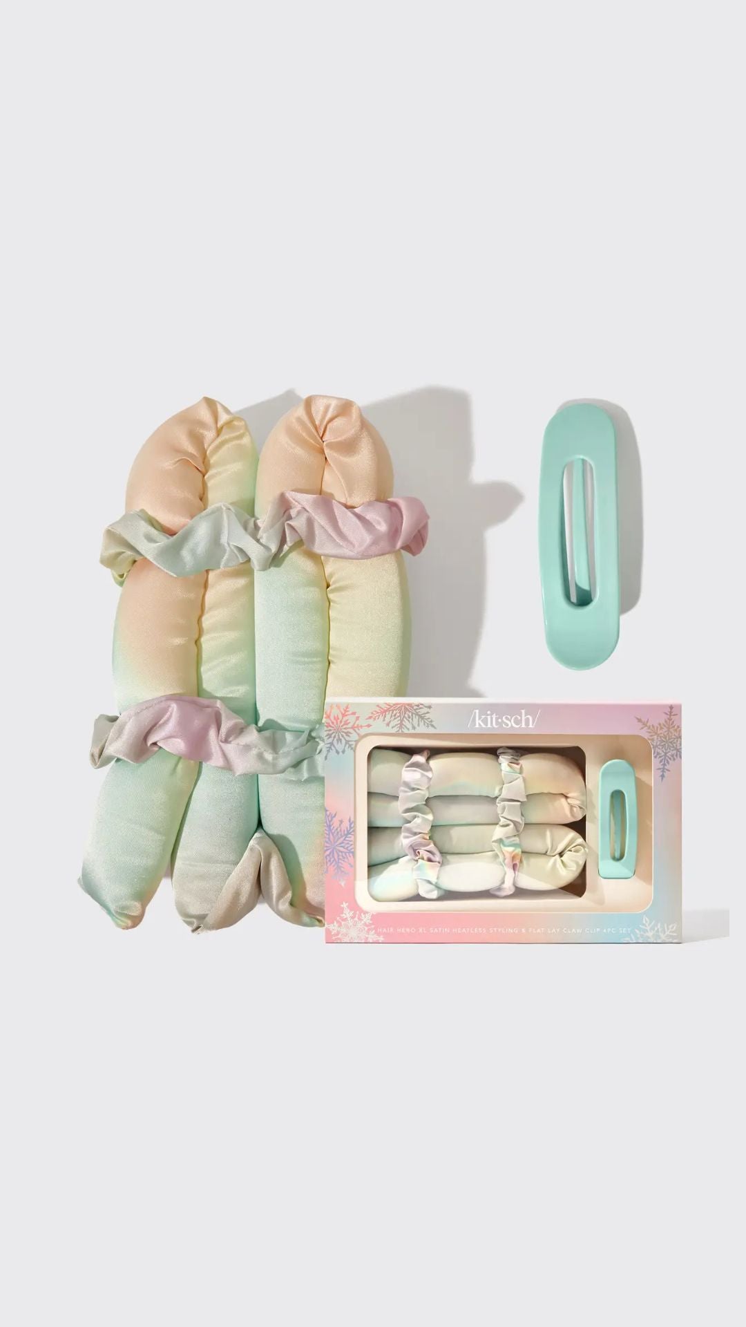 HOLIDAY XL SATIN HEATLESS STYLING & FLAT LAY CLAW 4PC SET | KITSCH