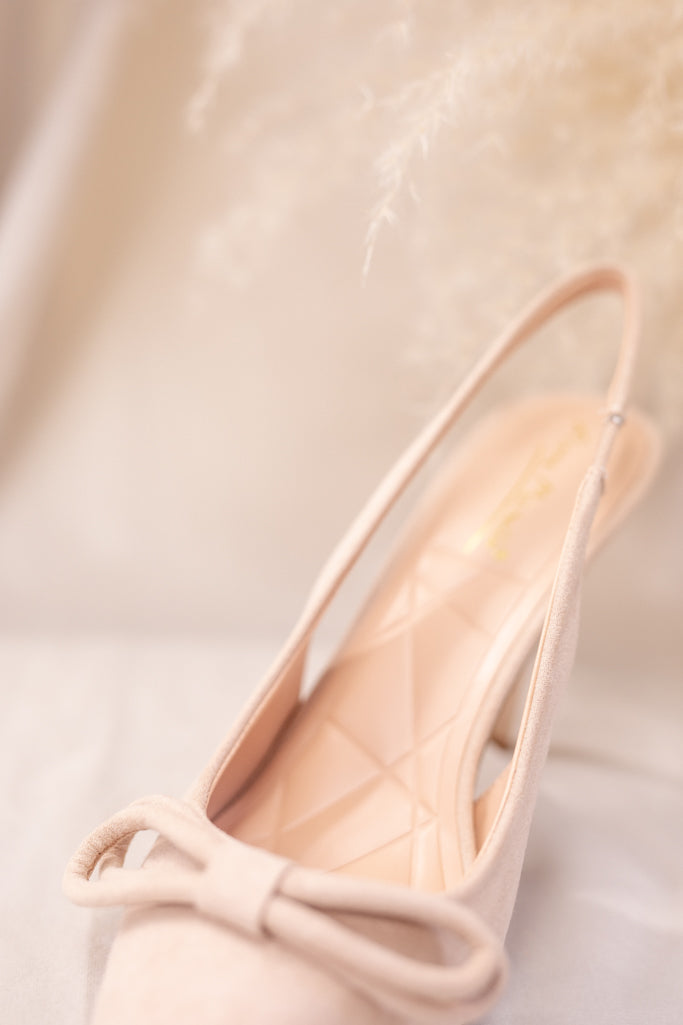 NEW POINTED BOW SLINGBACK HEEL (NUDE)
