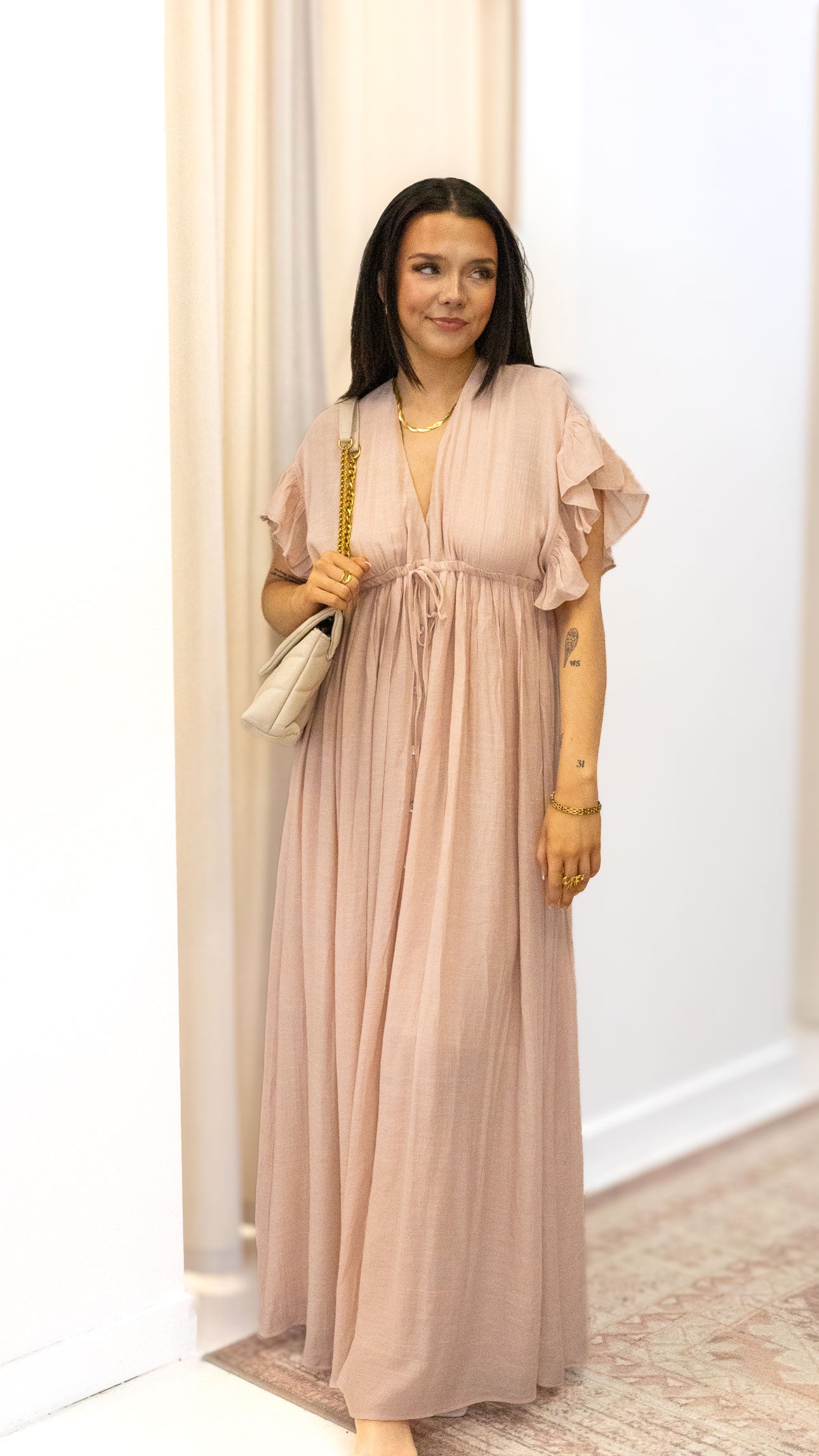 ROMANTIC BOHEMIAN FLOWY MAXI DRESS (BLUE & PINK)