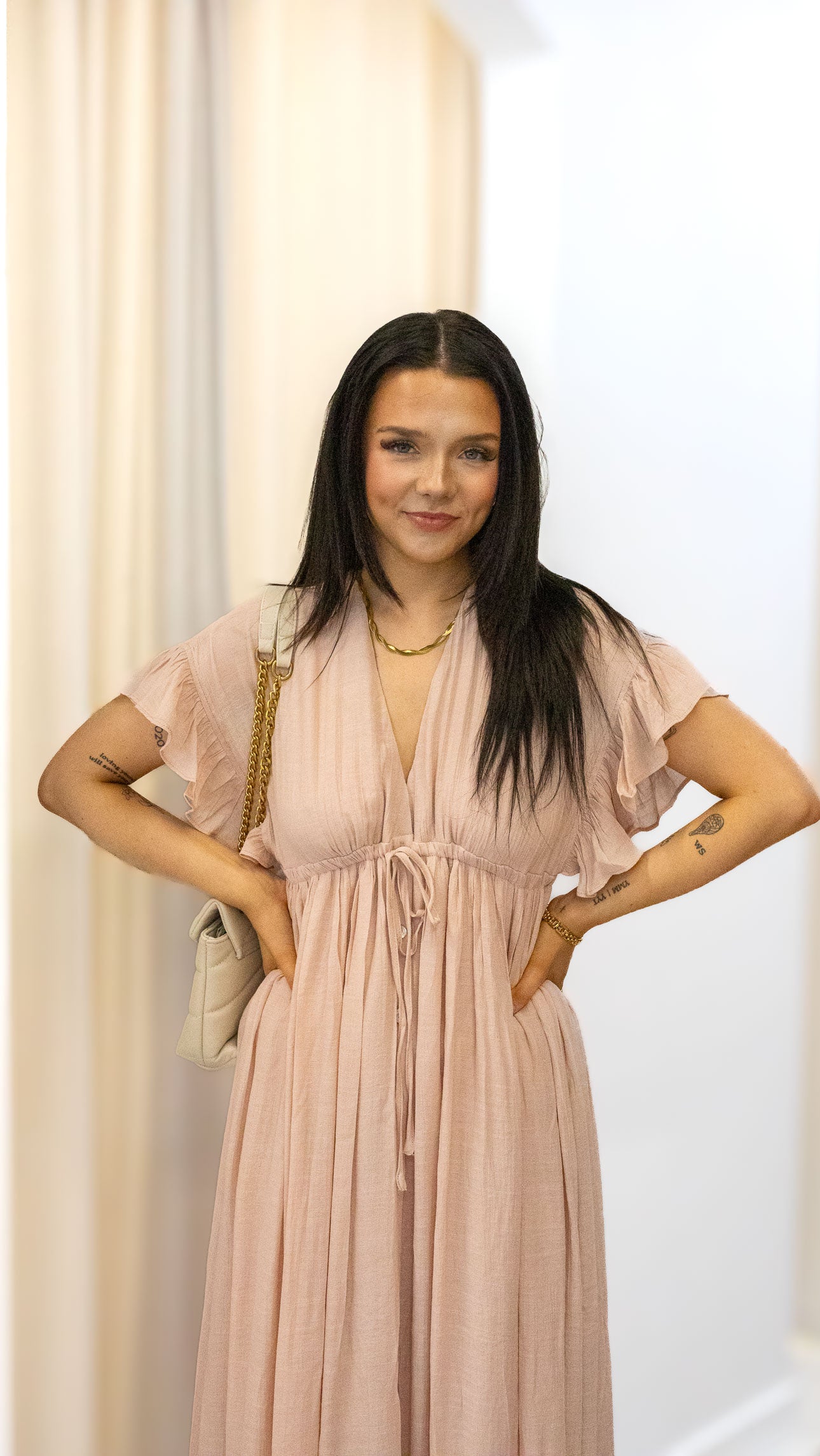 ROMANTIC BOHEMIAN FLOWY MAXI DRESS (BLUE & PINK)