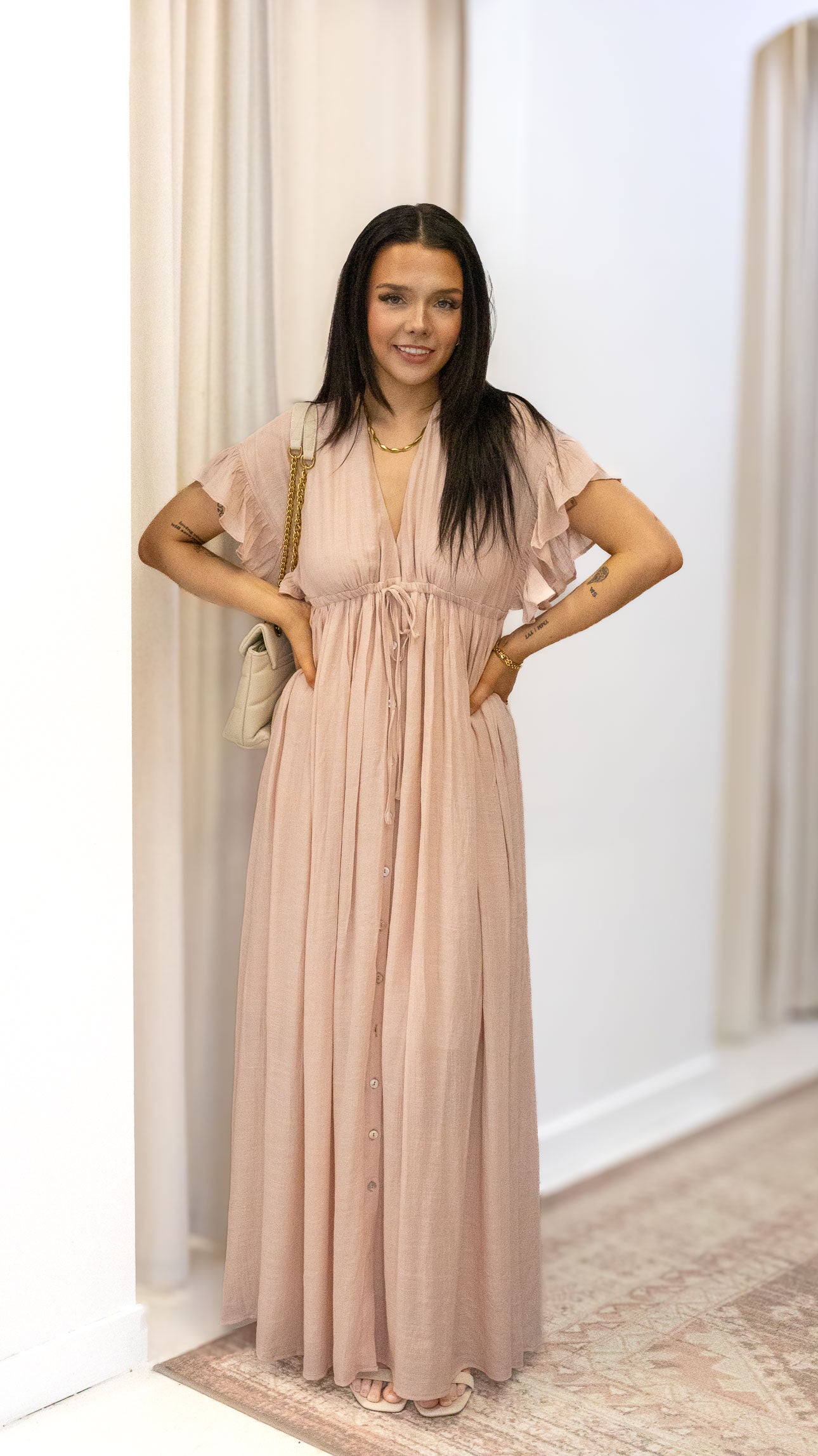 ROMANTIC BOHEMIAN FLOWY MAXI DRESS (BLUE & PINK)