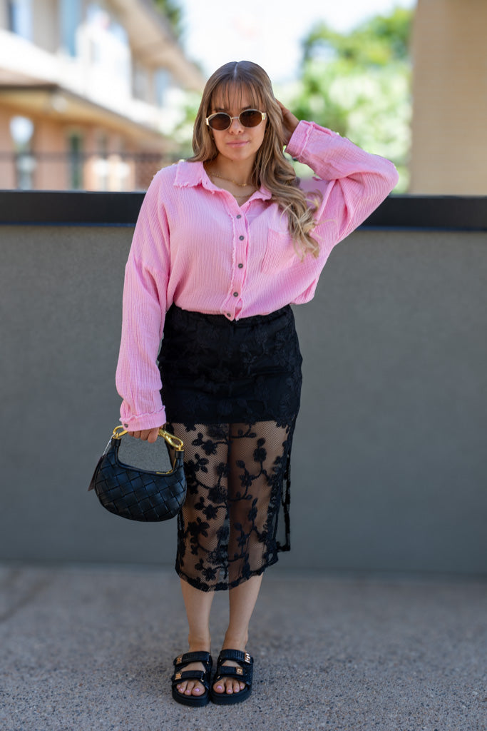MILLIE LACE MIDI SKIRT (BLACK)