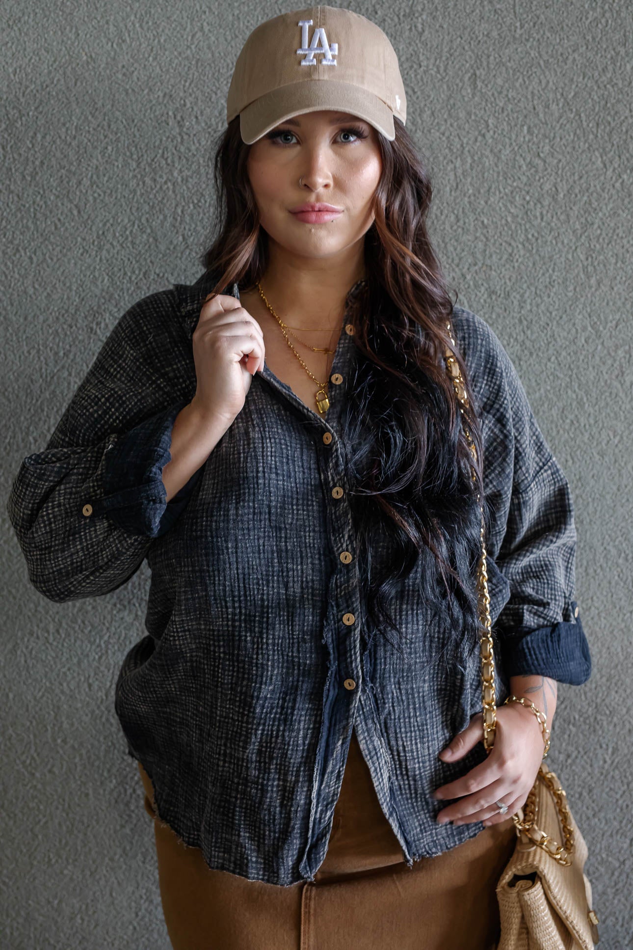 DAYTON BUTTON UP GAUZE SHIRT (ACID WASH)