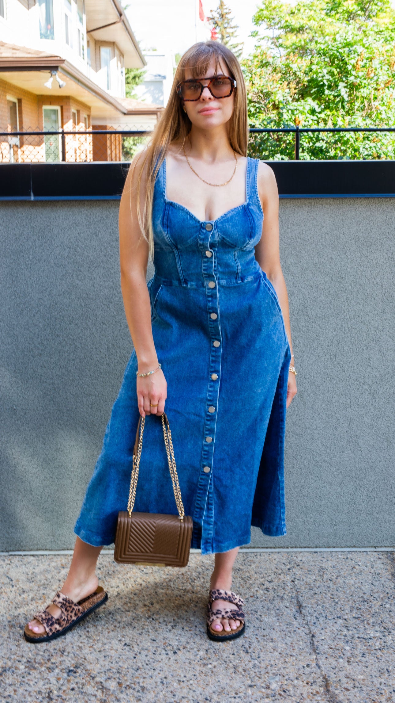 GRAYA MIDI DENIM DRESS