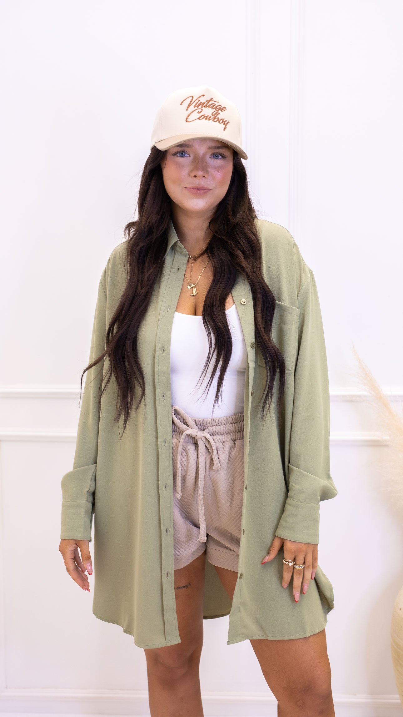 FIONA BUTTON UP SHIRT DRESS (SAGE GREEN)
