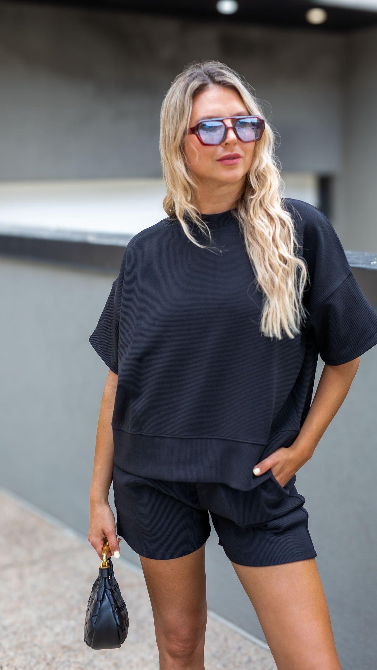 TALIN TWO PIECE SHORT SET (BLACK)