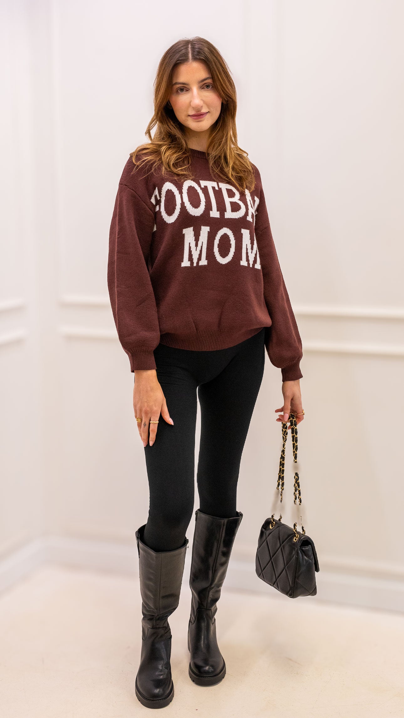 FOOTBALL MOM SWEATER (BROWN)