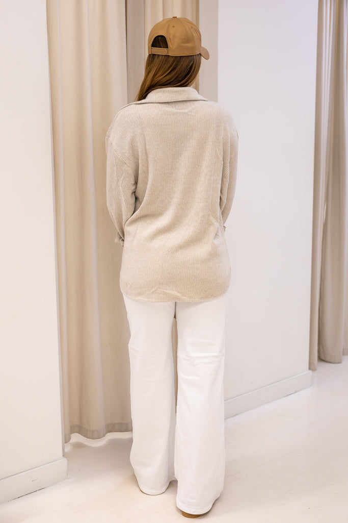 NEW ROSIE RIBBED SHACKET (OATMEAL) | BEST SELLER
