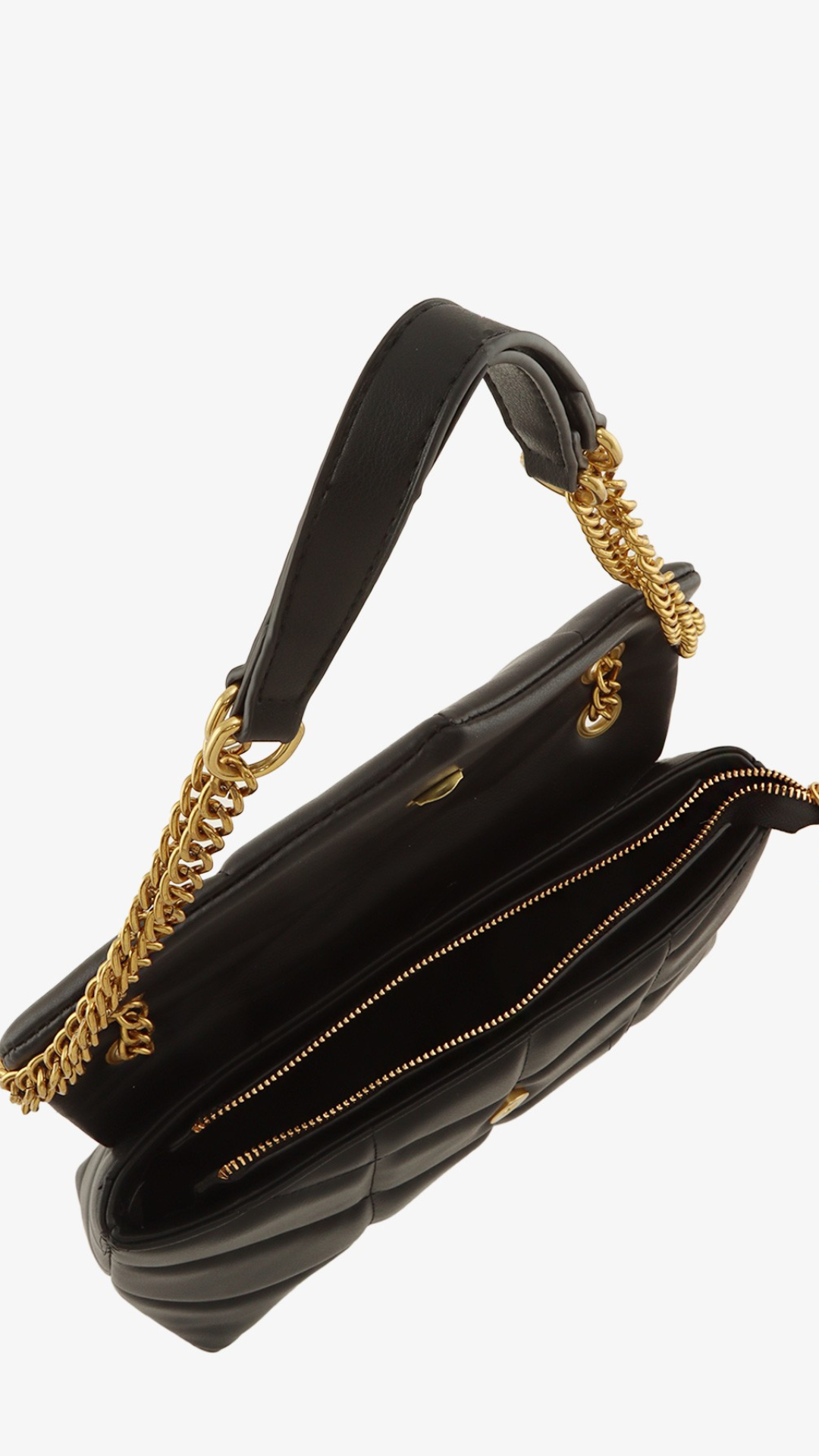 YSL METAL LETTER ENGRAVED PU LEATHER HANDBAG (BLACK & CREAM)