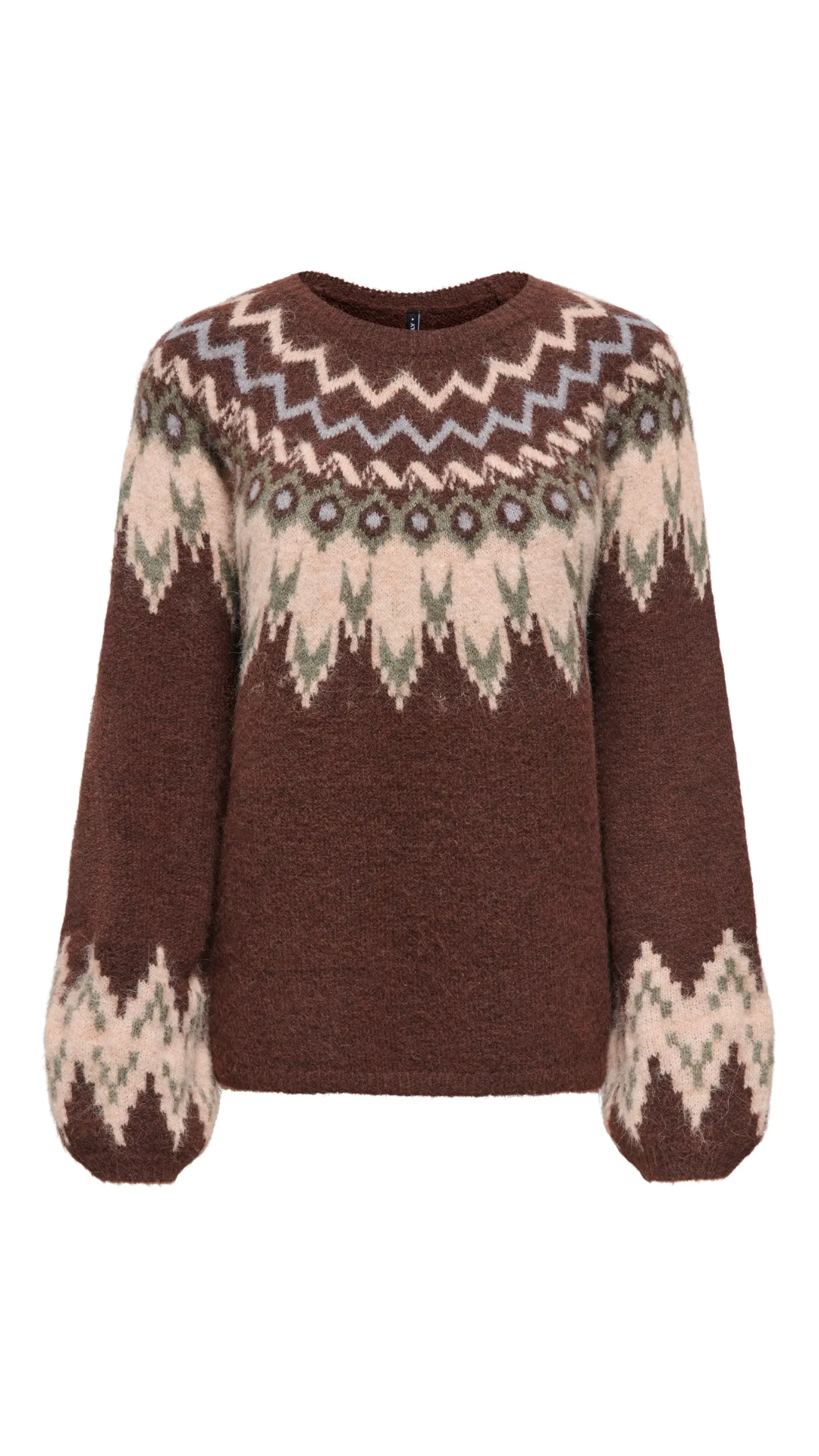 REYKJA FAIR ISLE O-NECK (BROWN) | ONLY