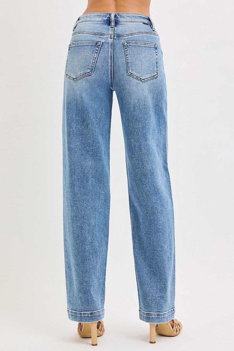 KIMBERLY HIGH RISE WIDE BAGGY JEANS (RISEN)