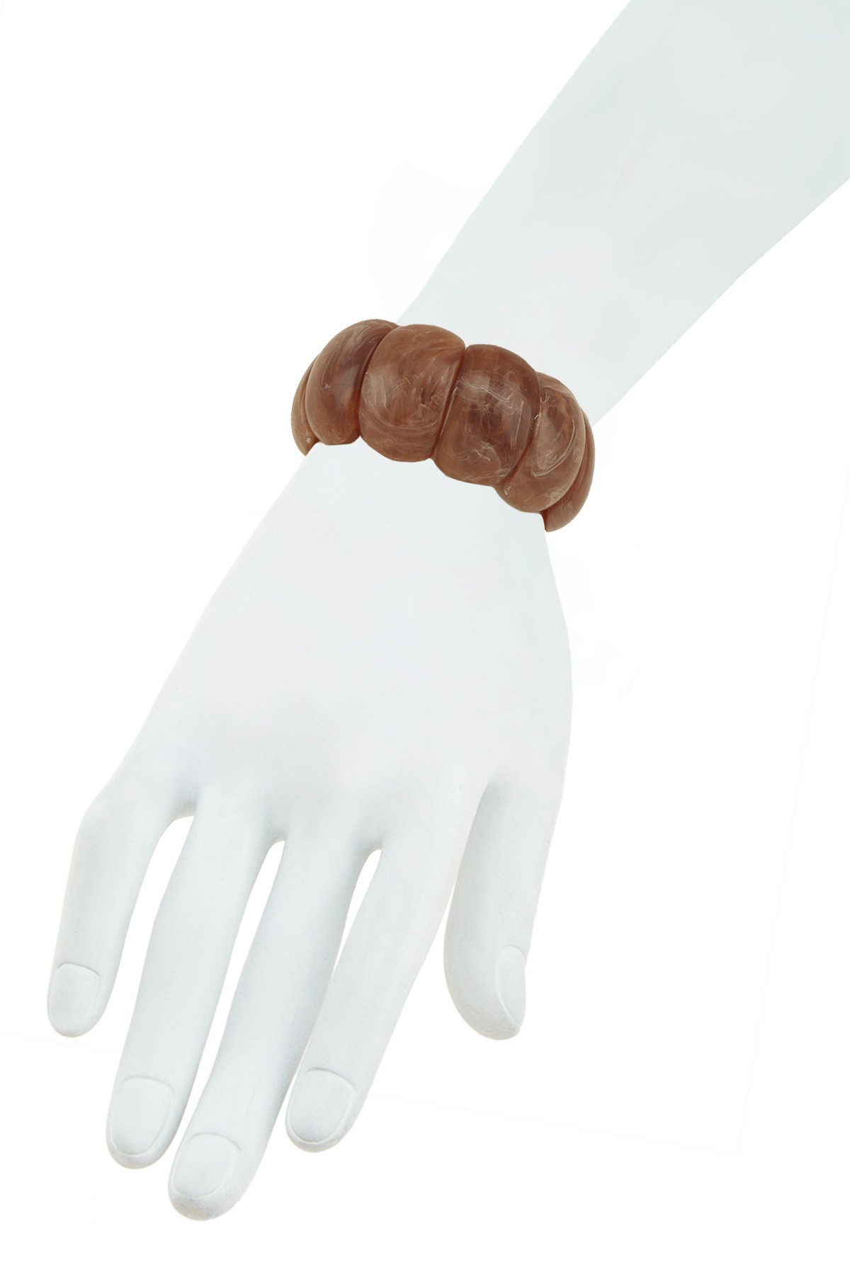 CHUNKY RESIN GEOMETRIC ELASTIC BRACELET (BROWN)