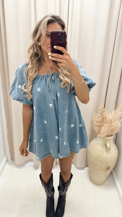 BLOSSOM DENIM ROMPER