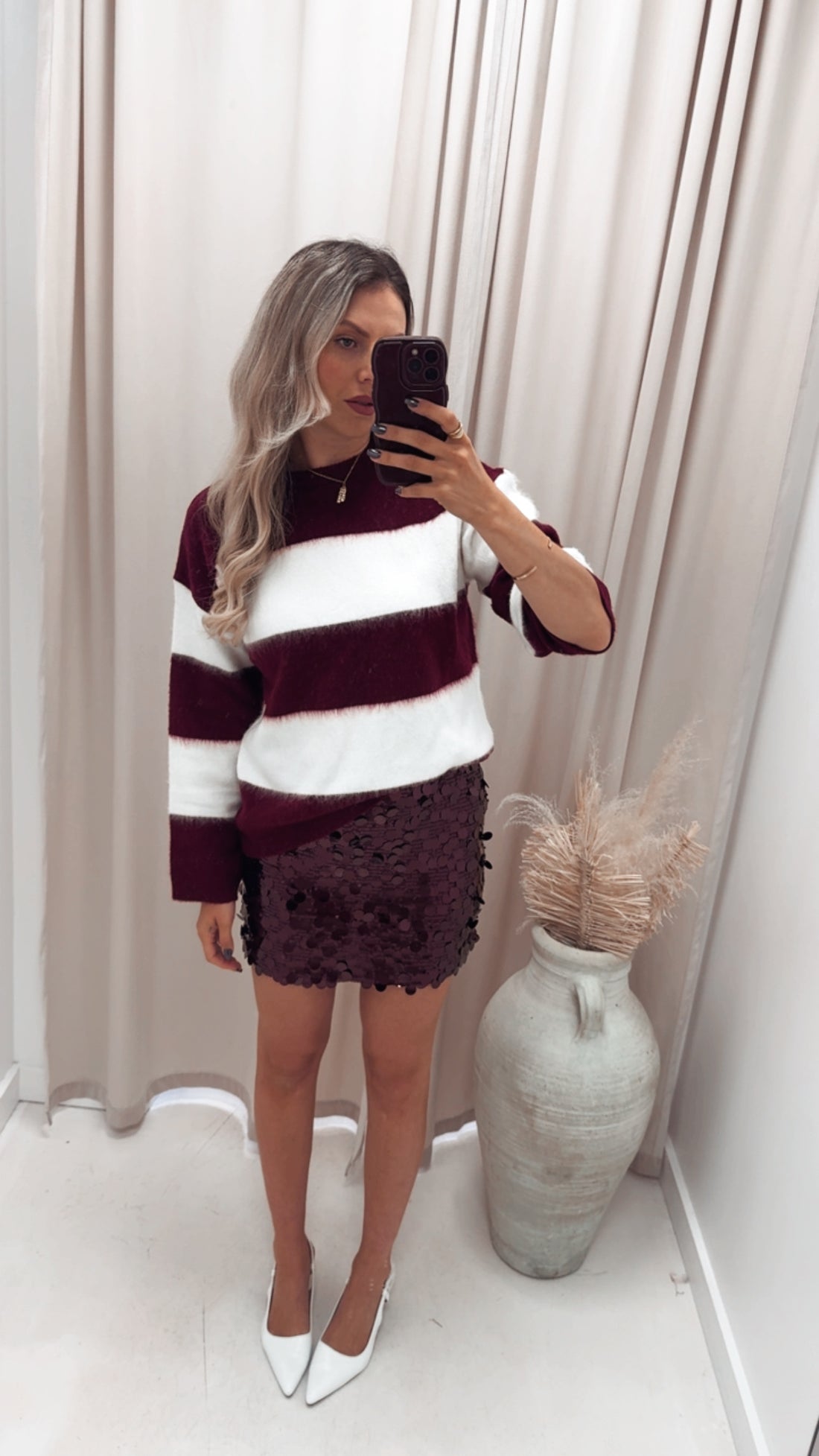CHARLIE STRIPED SWEATER (BURGUNDY)