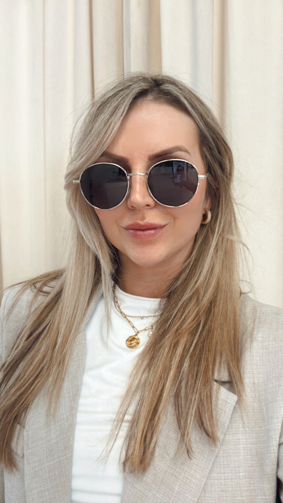 NEW JENNA ROUND SUNGLASSES (SILVER)