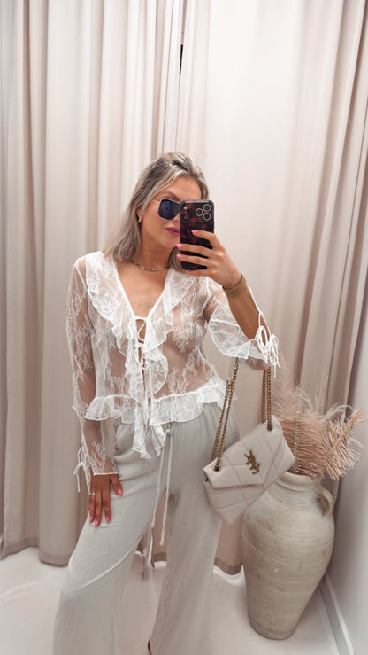 ONLCALIBEA L/S RUFFLE TOP WVN EX