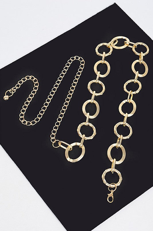 NEW MIXED RING GOLD CHAIN BELT