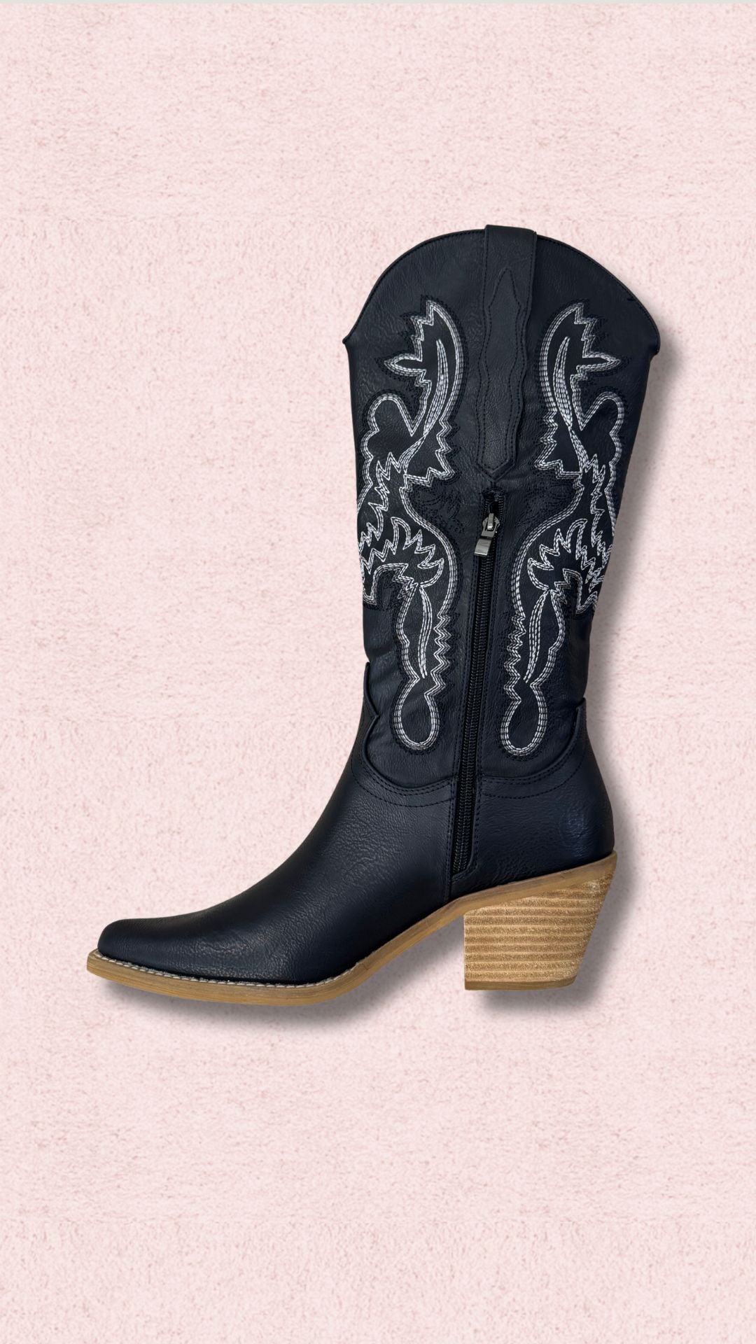 NINA COWBOY BOOTS (BLACK)