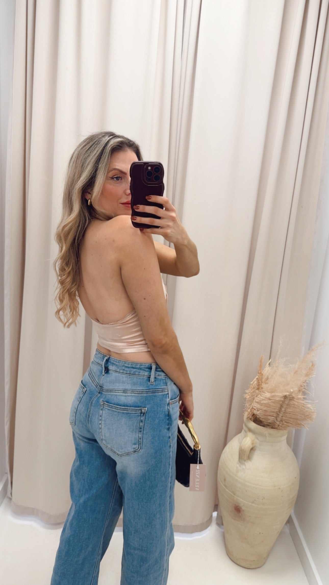 SATIN LACE HALTER NECK TOP (CHAMPAGNE)