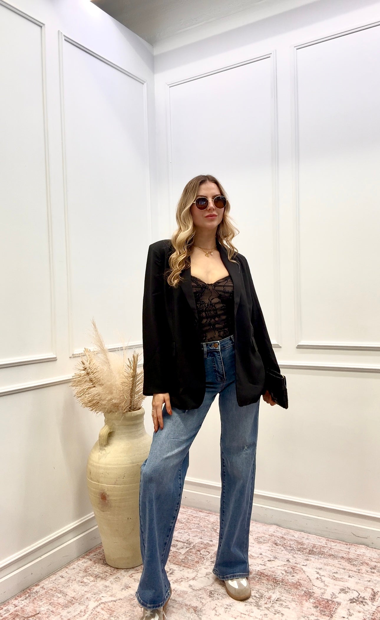 NEW STACEY BUTTON CLOSURE BLAZER (BLACK)