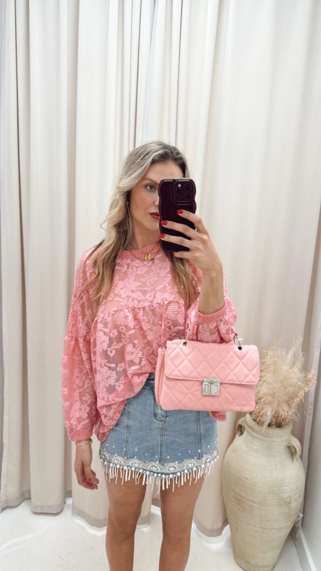 NEW ELLERIE LACE TOP (MAUVE PINK)