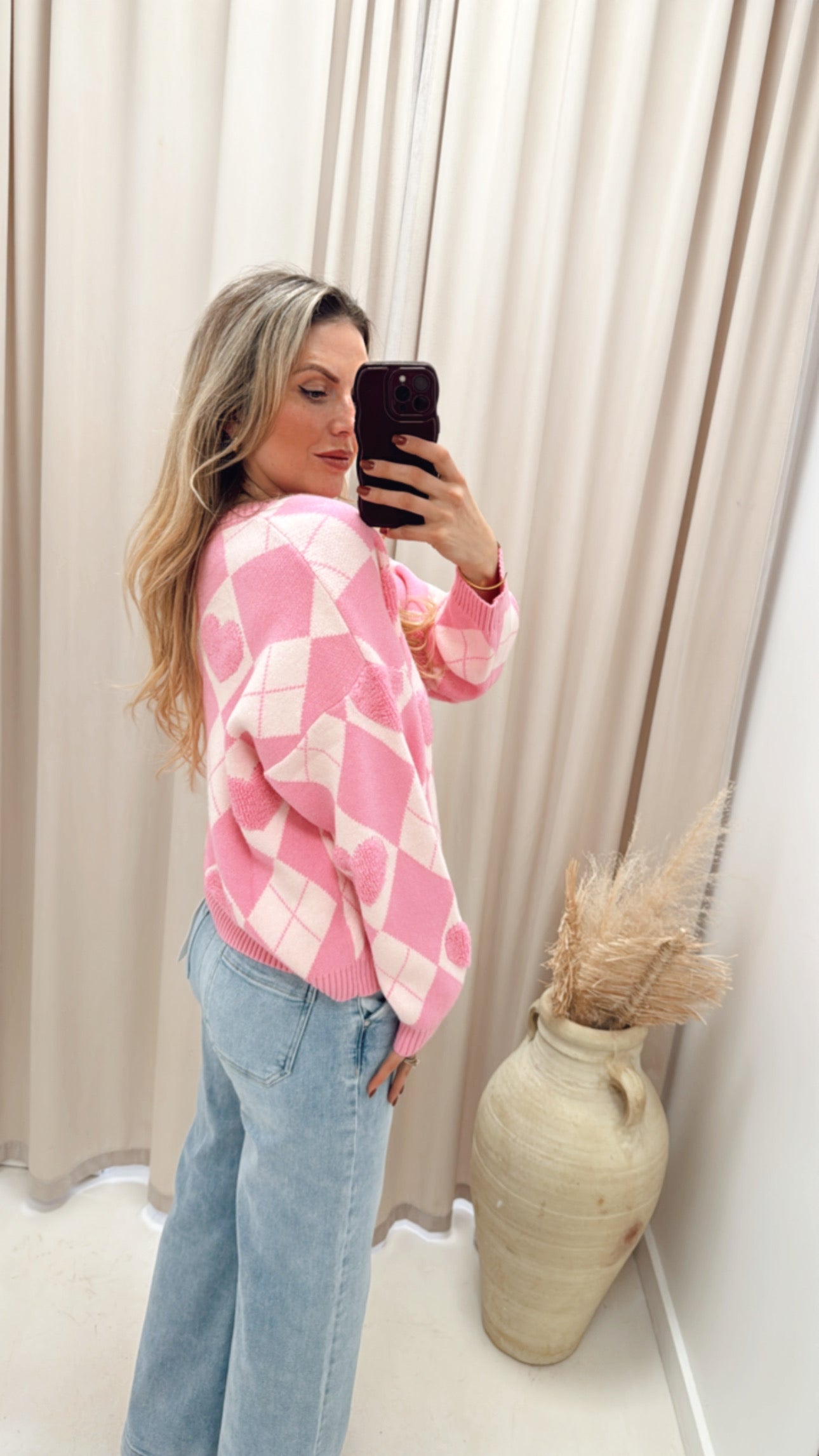 PINK HEART CARDIGAN (PINK)