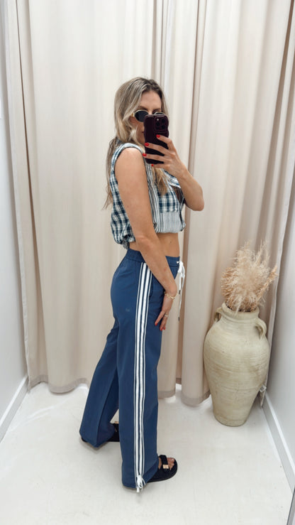 NEW CYRUS WIDE LEG TRACK PANT (BLUE)