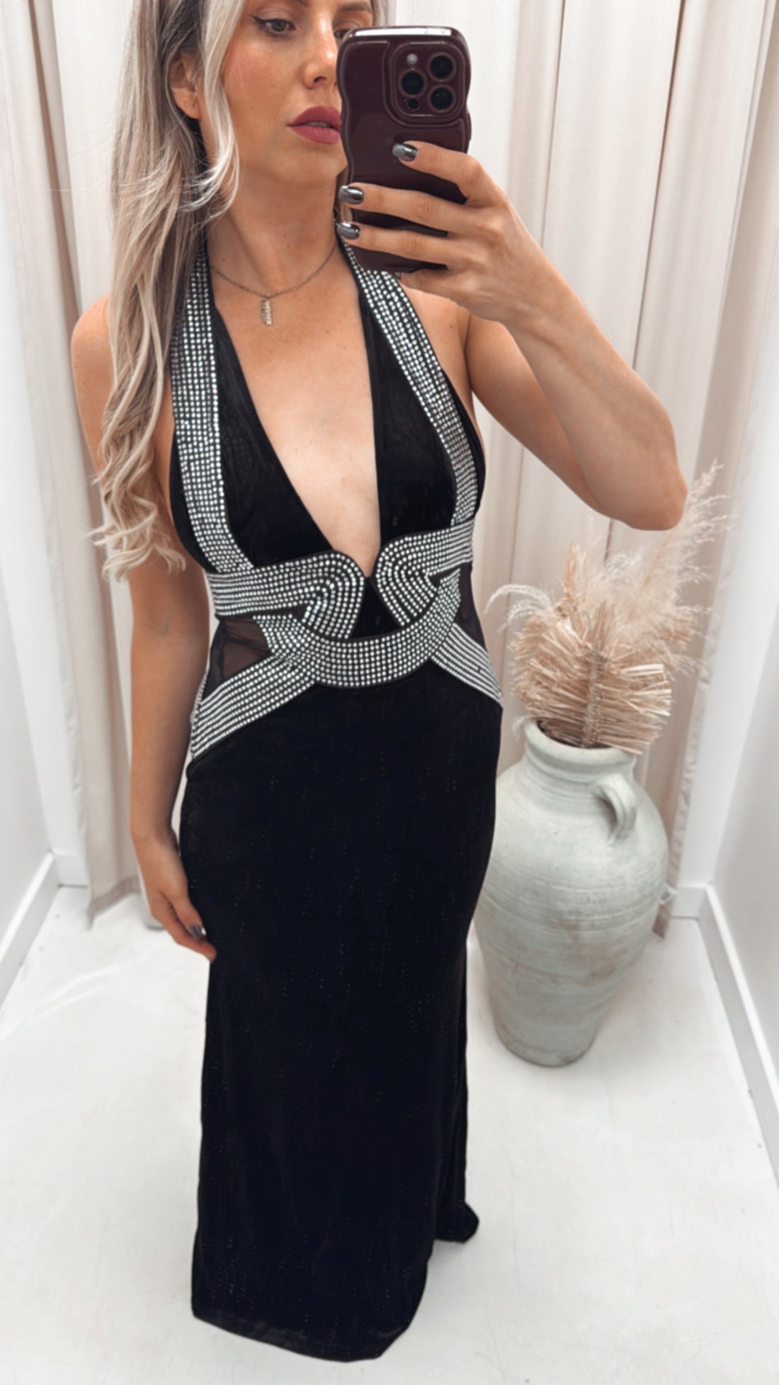 VELVET HALTER GOWN