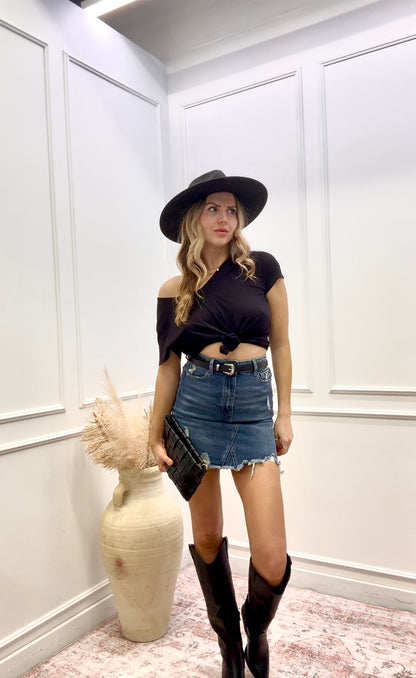 NEW DARLA HIGH RISE DENIM SKIRT