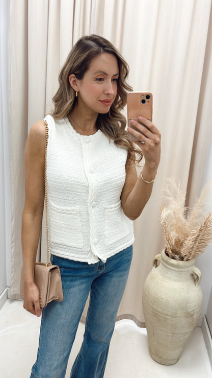 NEW STELLA TWEED VEST (IVORY)