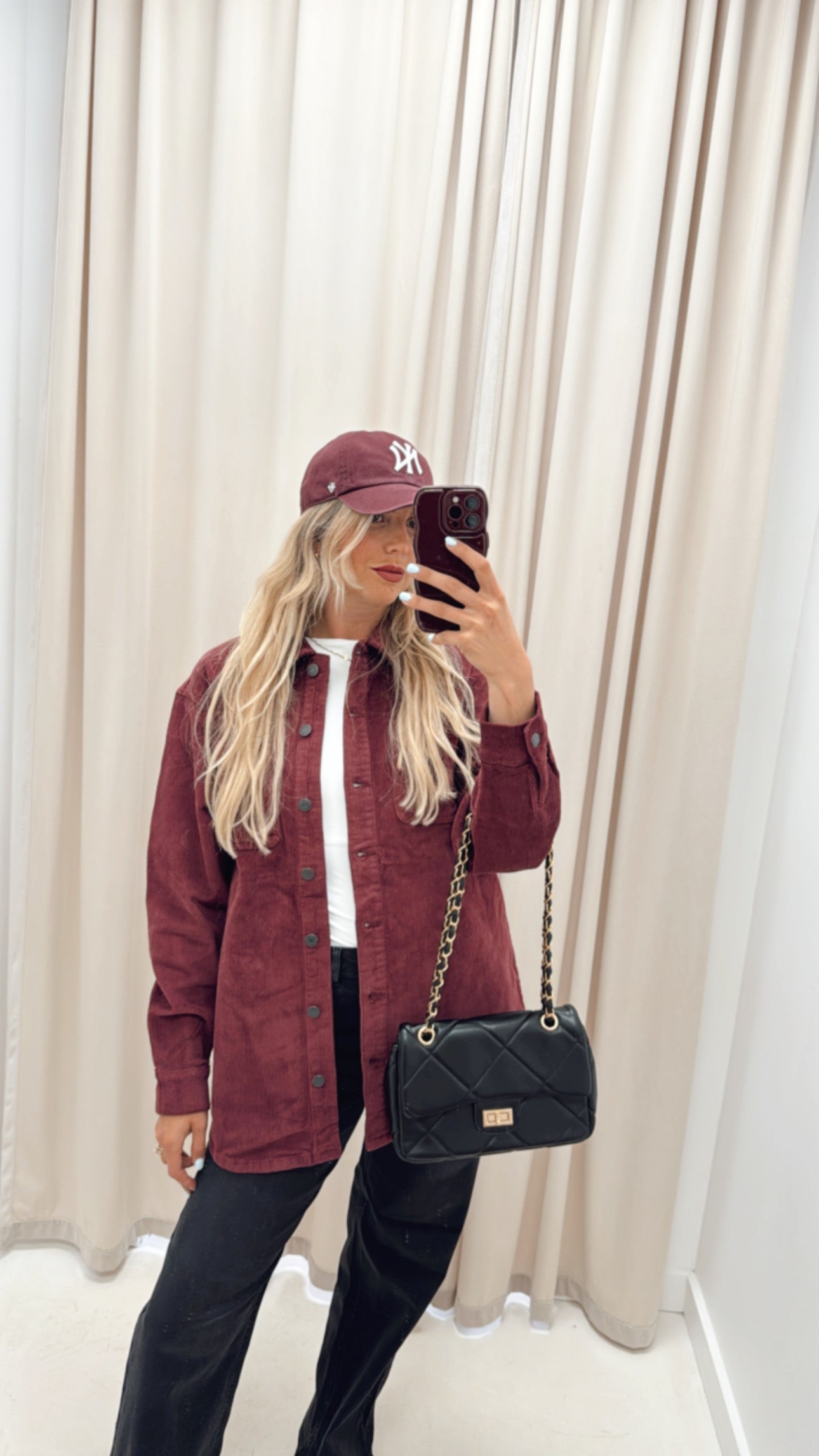 ALVA RIBBED SHACKET COAT (BURGUNDY) | ONLY